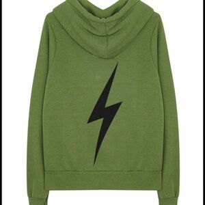 Green Aviator Nation Zip Up with Black Bolt